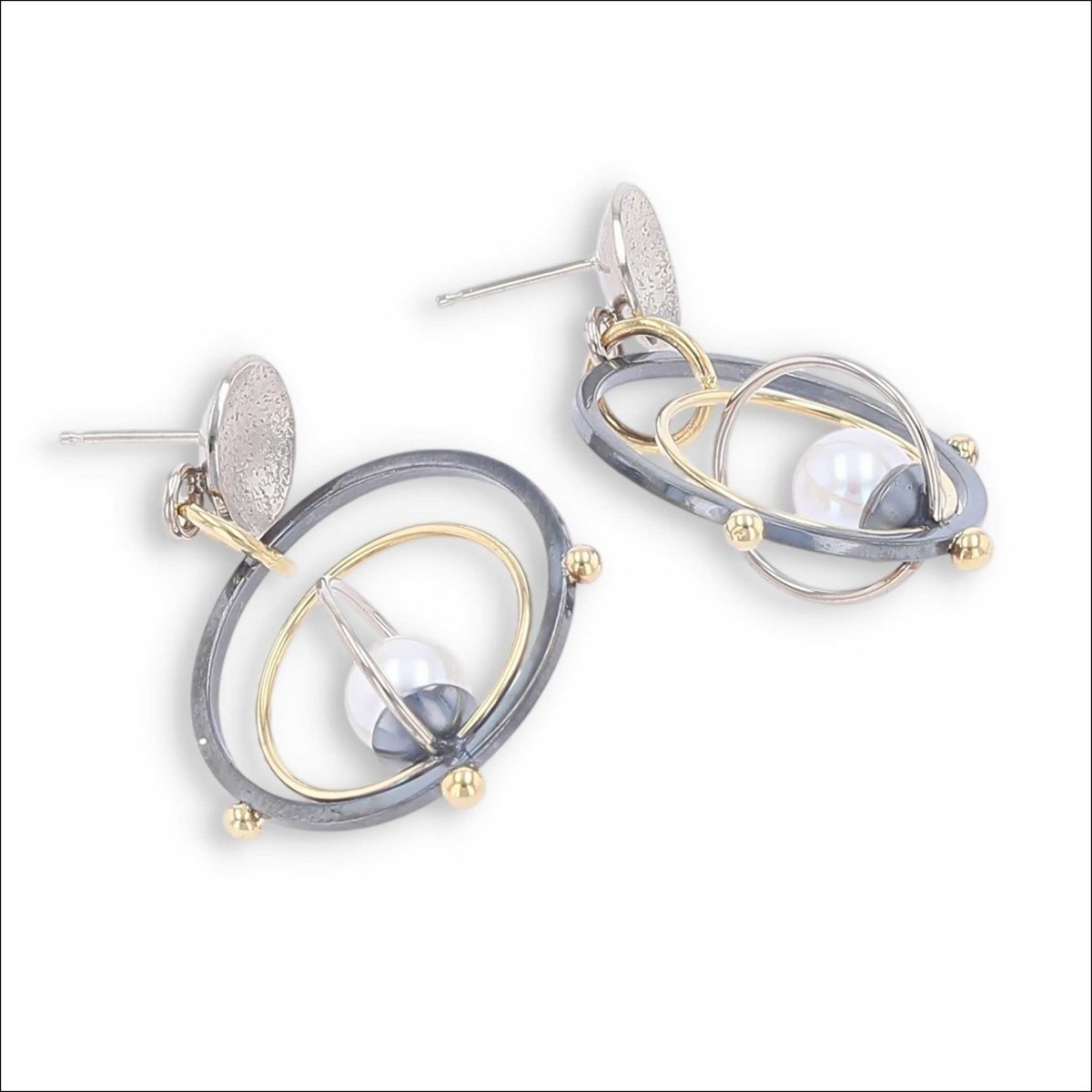 Akoya Pearl "Orbit" Earrings 18KY 14KW Sterling Silver - JewelsmithEarrings