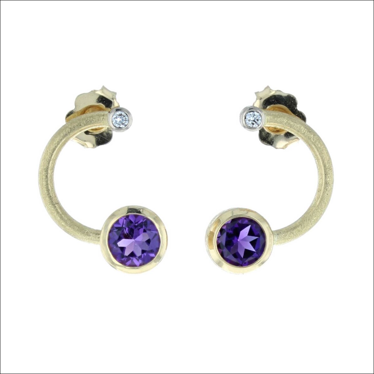 Amethyst Diamond "C" Earrings 18KY - JewelsmithEarrings