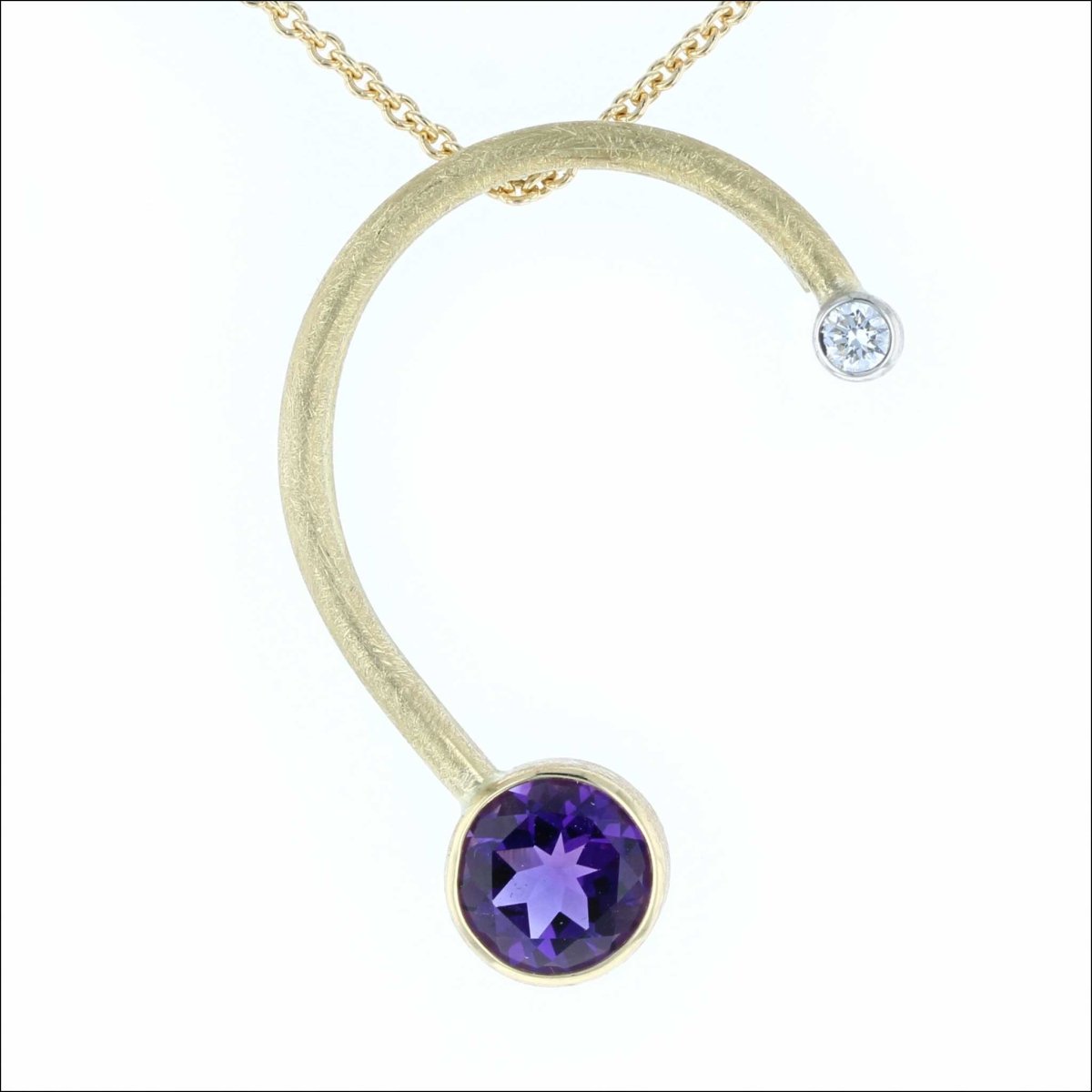 Amethyst Diamond C Pendant 18KY - JewelsmithPendants