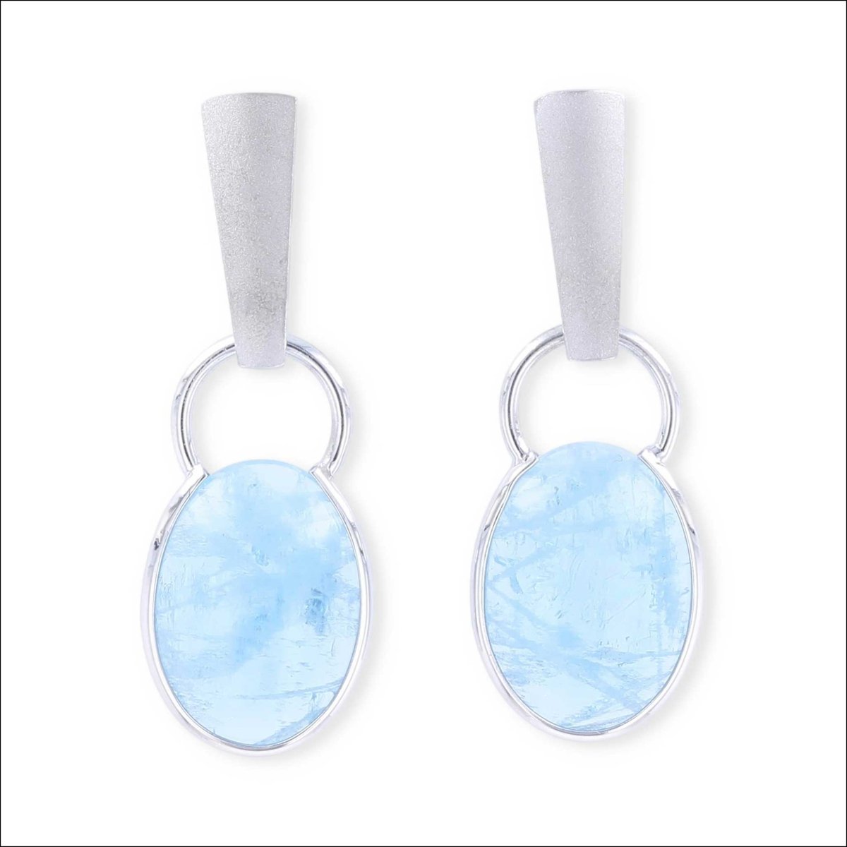 Aquamarine Cab Drop Earrings 14KW - JewelsmithEarrings