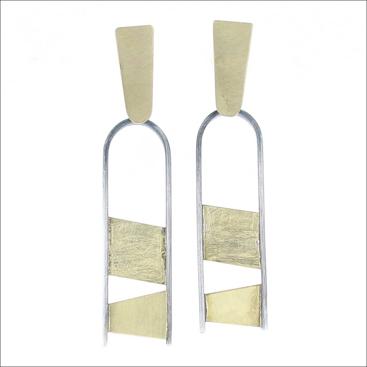 Arches and Geometric Shapes Dangle Earrings 18KY Sterling Silver - JewelsmithEarrings
