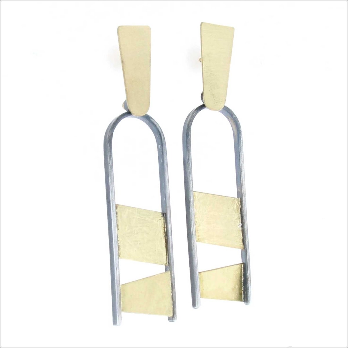 Arches and Geometric Shapes Dangle Earrings 18KY Sterling Silver - JewelsmithEarrings