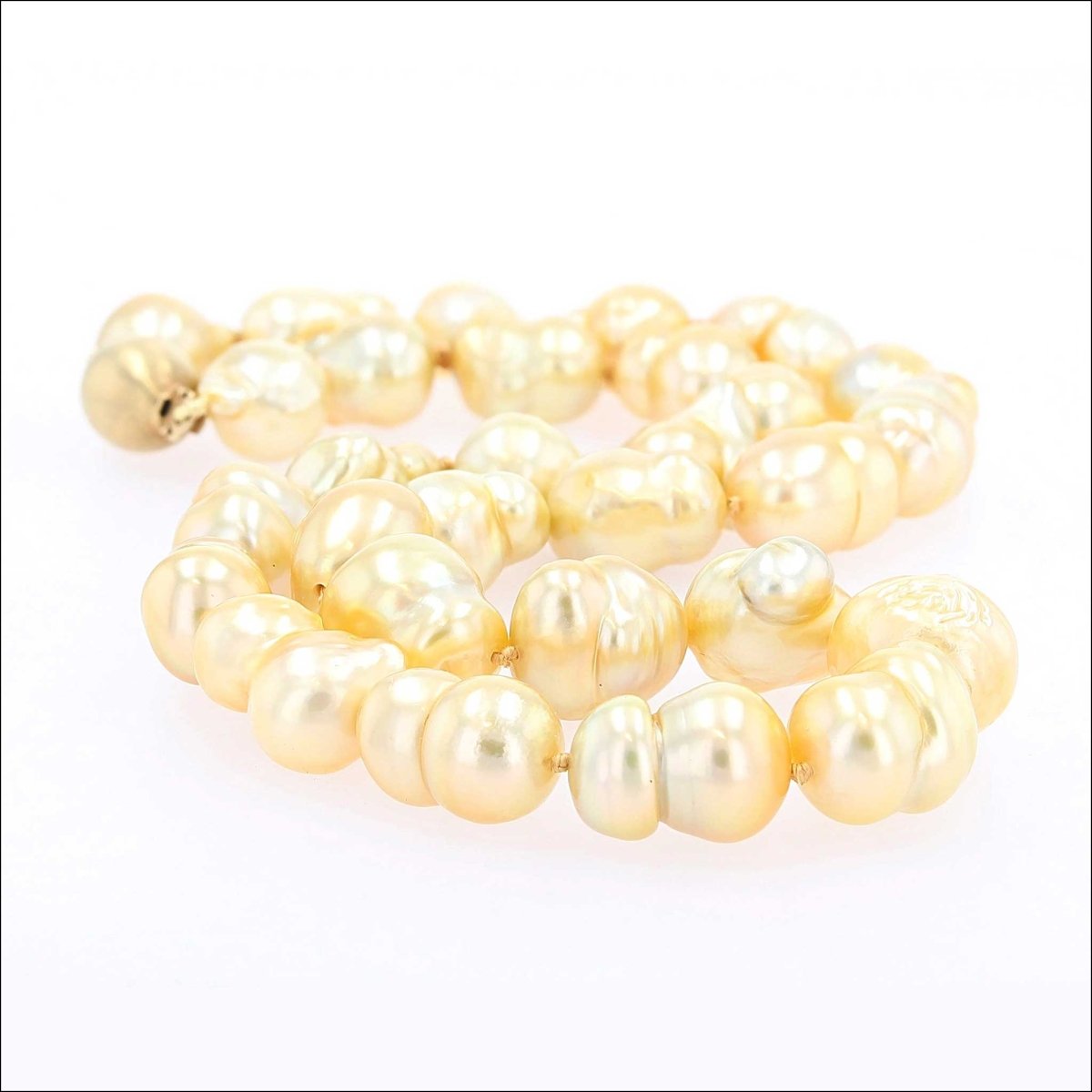 Baroque Golden South Sea Pearl Strand Necklace 17" 14KY - JewelsmithNecklaces