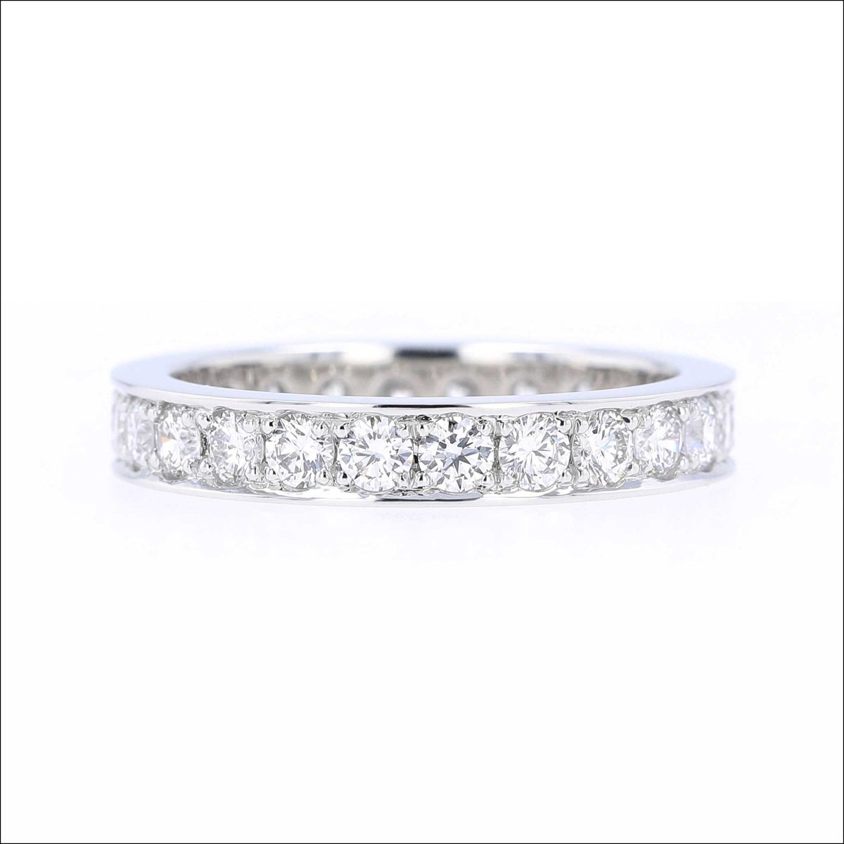 Bead Set Bright Cut Diamond 1.51cttw Eternity Band Platinum - JewelsmithBands