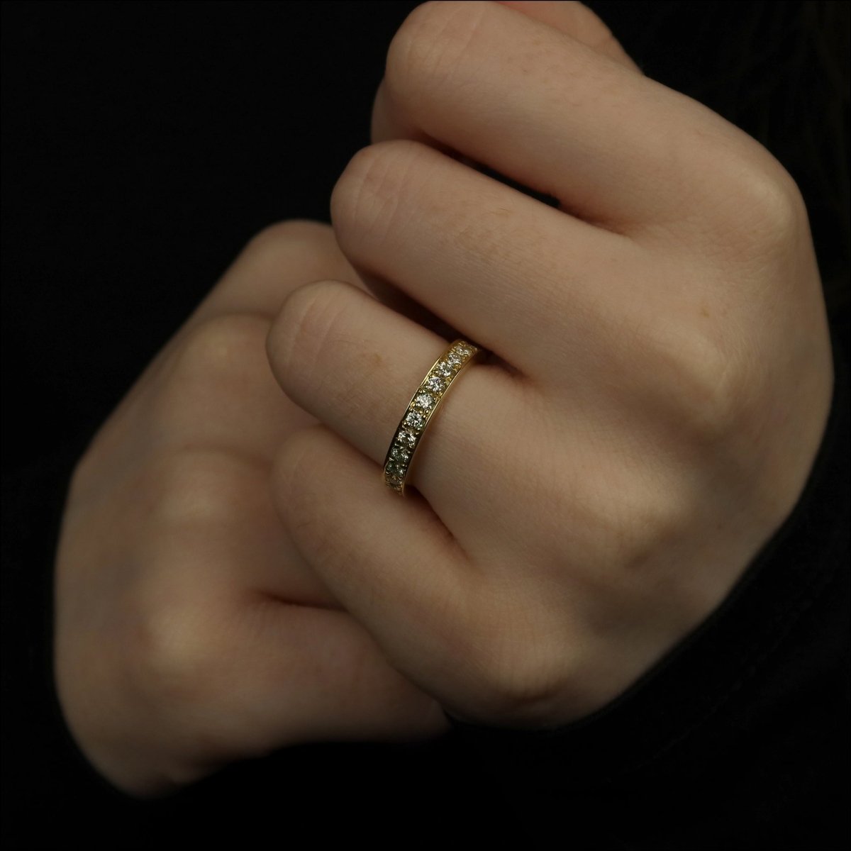 Bead Set Diamond Eternity Band 18KY 1.10cttw - Jewelsmith - Durham NC - Handcrafted - Bands