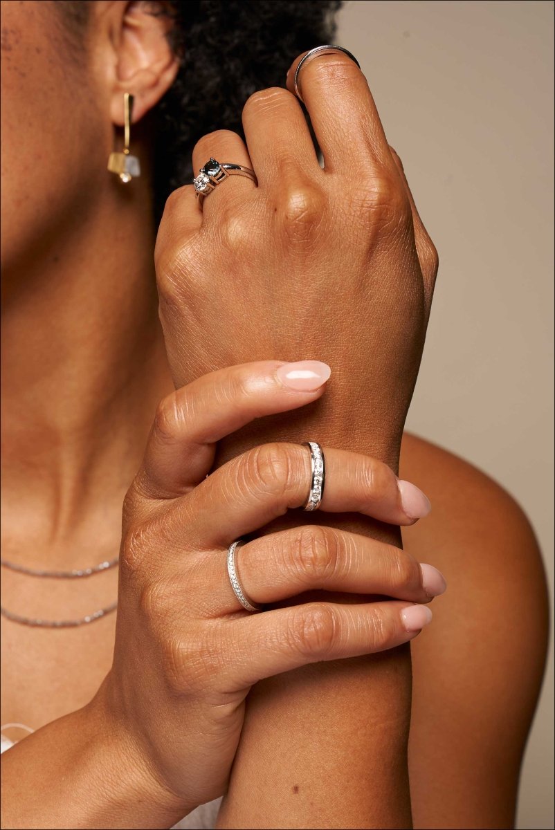 Bead Set Milgrain Diamond Eternity Band Platinum - JewelsmithBands