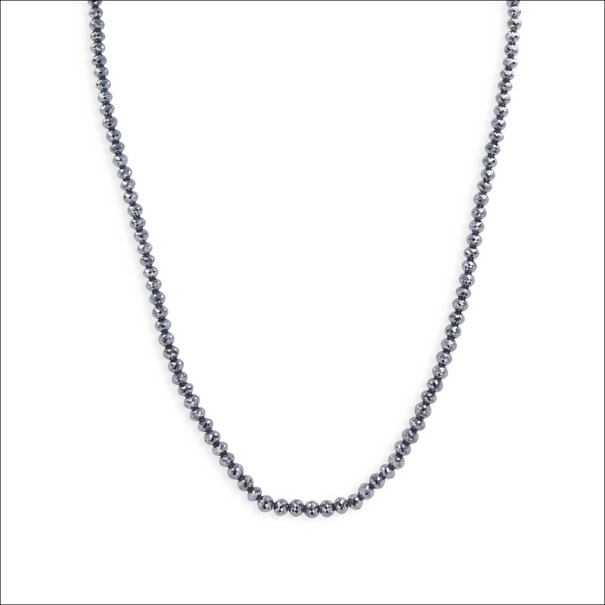 Black Diamond Bead Strand Necklace 14KW 16" 51.18cttw - Jewelsmith - Durham NC - Handcrafted - Necklaces