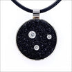 Black Druzy Diamond Circle Pendant 14KW - JewelsmithPendants