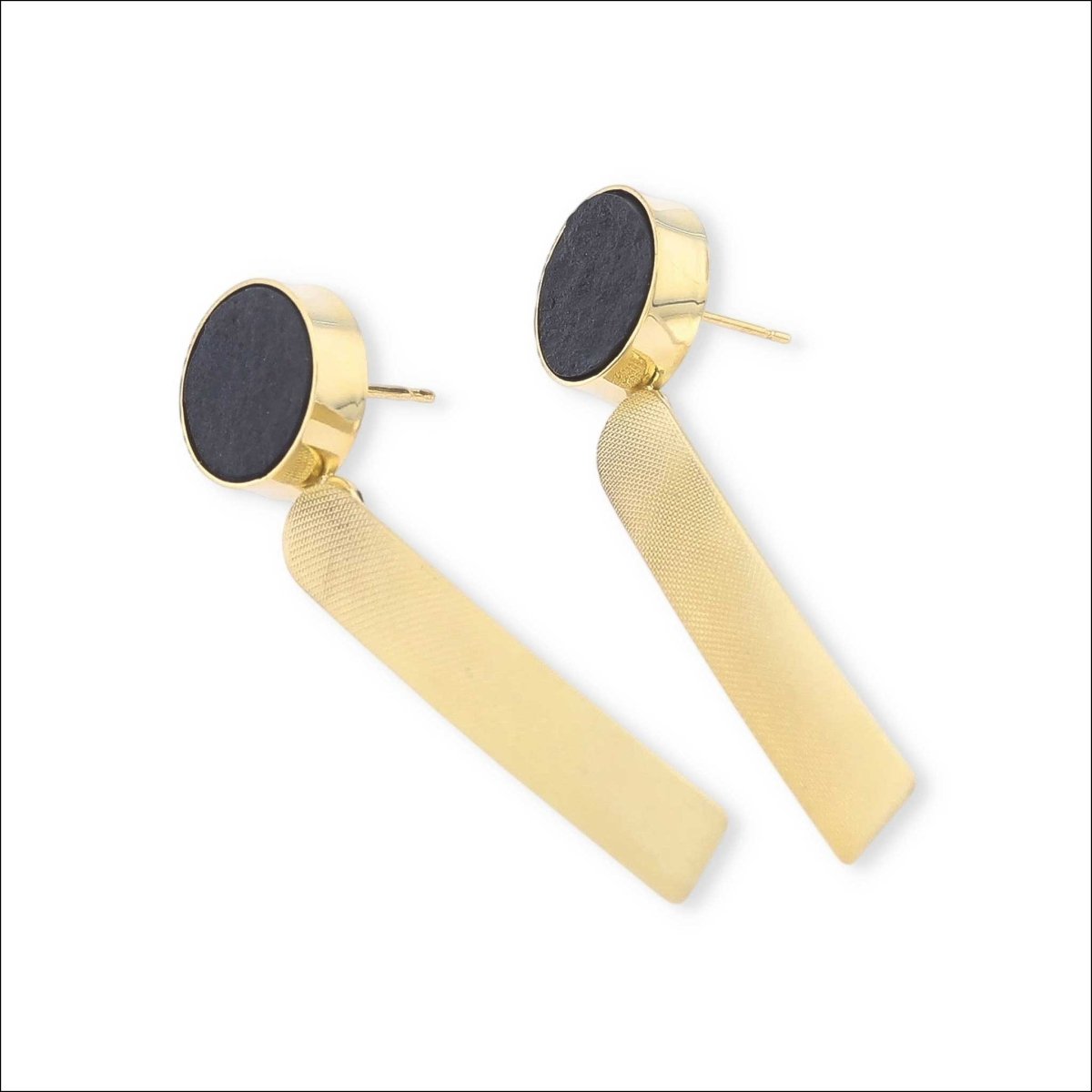 Black Jade Textured Sheet Earrings 18KY - Jewelsmith - Durham NC - Handcrafted - Earrings