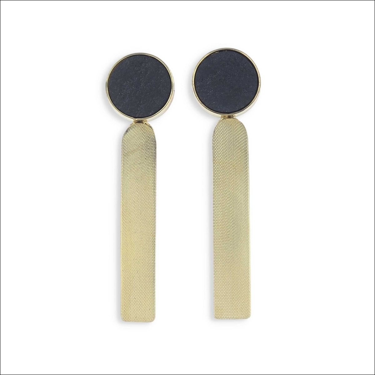 Black Jade Textured Sheet Earrings 18KY - Jewelsmith - Durham NC - Handcrafted - Earrings