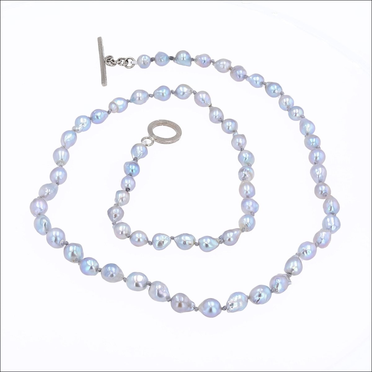 Blue Akoya Pearl Strand Necklace 14KW 20" - JewelsmithNecklaces