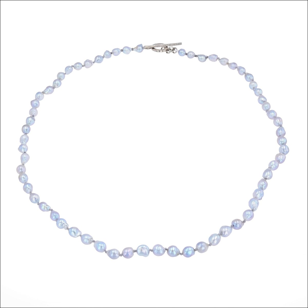 Blue Akoya Pearl Strand Necklace 14KW 20" - JewelsmithNecklaces