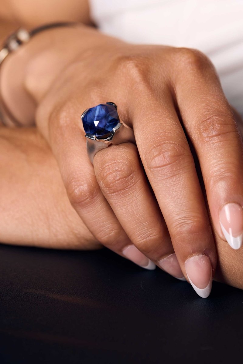 "Blue Candy" Sapphire Ring Platinum - Jewelsmith - Durham NC - Handcrafted - Rings