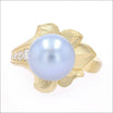 Blue Tahitian Pearl Diamond Leaf Ring 18KY - JewelsmithRings