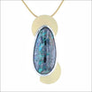 Boulder Opal Textured Sheet Pendant 18KY Sterling Silver - Jewelsmith - Durham NC - Handcrafted - Pendants