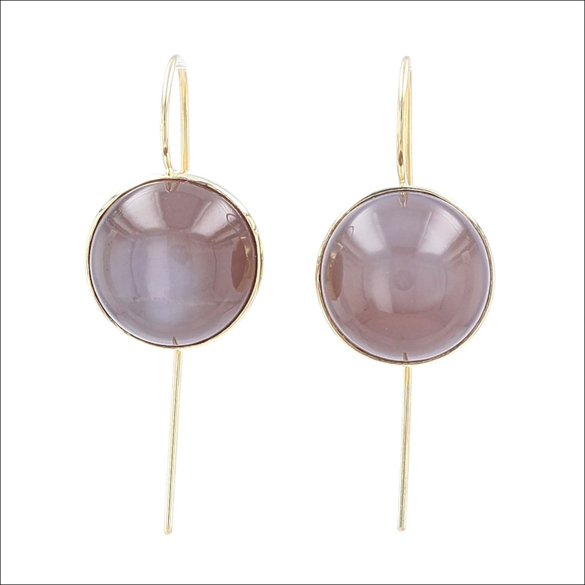 Brown Moonstone Cabochon Earrings 18KY - JewelsmithEarrings