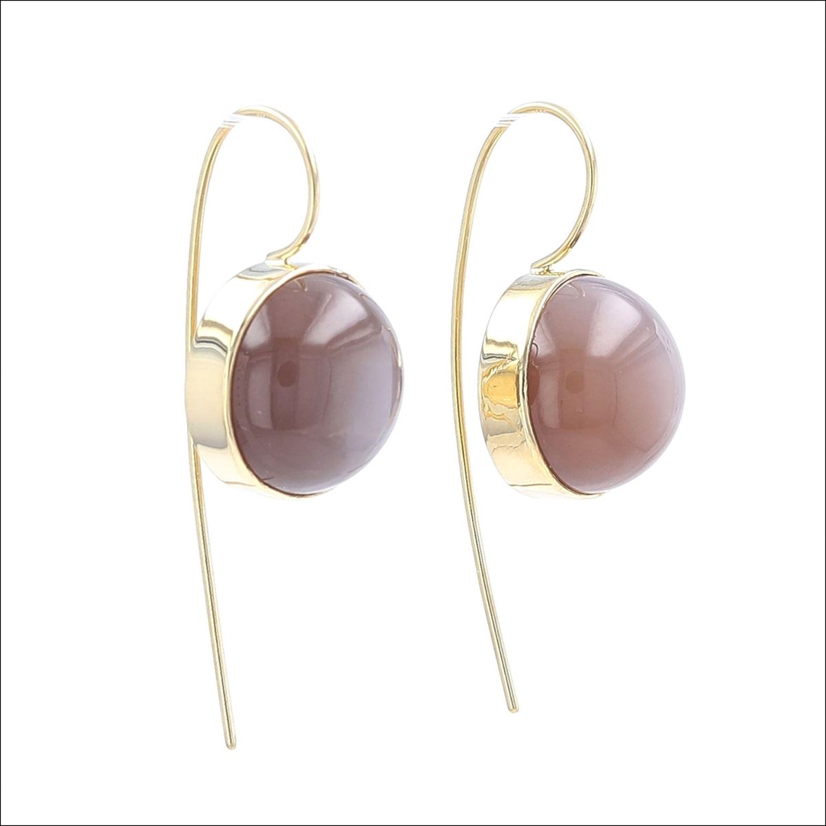 Brown Moonstone Cabochon Earrings 18KY - JewelsmithEarrings