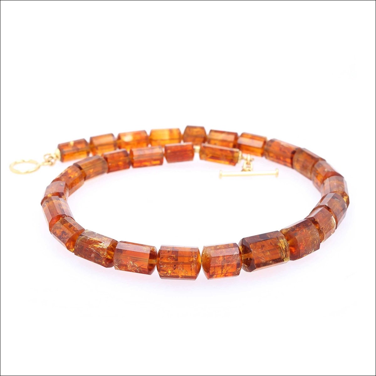 Cognac Citrine Bead Strand Necklace 18KY 18" - JewelsmithNecklaces