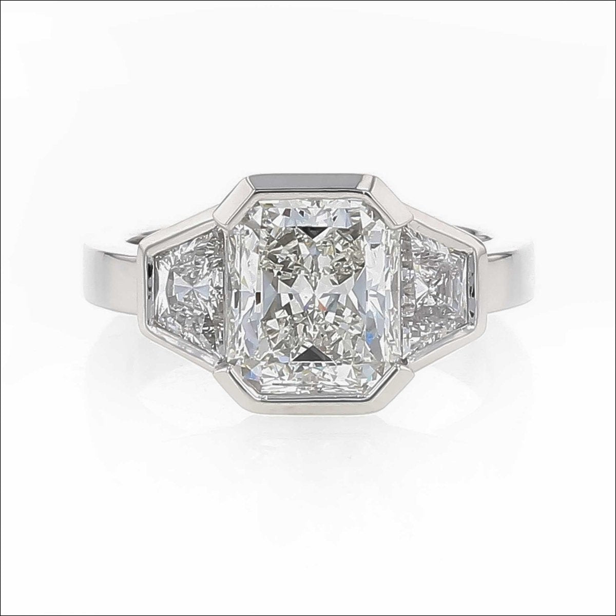 Continuous Bezel Radiant and Trapezoid Diamond Ring Platinum (Consignment) - JewelsmithEngagement Rings