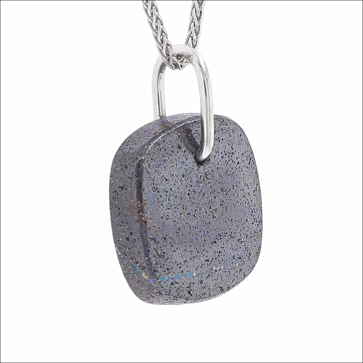 Cushion Boulder Opal Pendant Sterling Silver - JewelsmithPendants