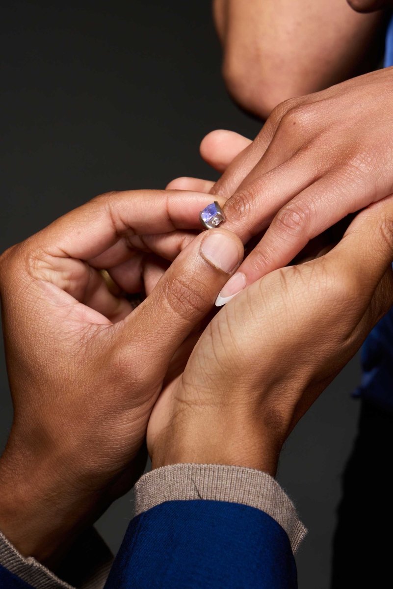 Cushion Cut Lavender Sapphire and Diamond Bypass Ring Platinum - Jewelsmith - Durham NC - Handcrafted - Rings