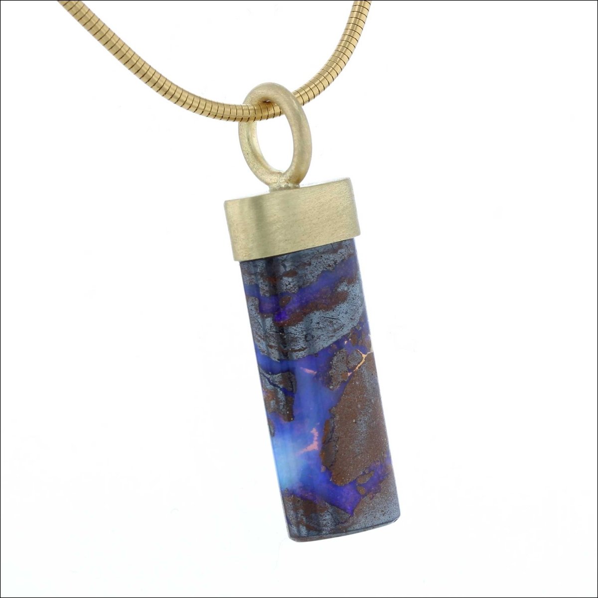 Cylindrical Boulder Opal Pendant 18KY - JewelsmithPendants