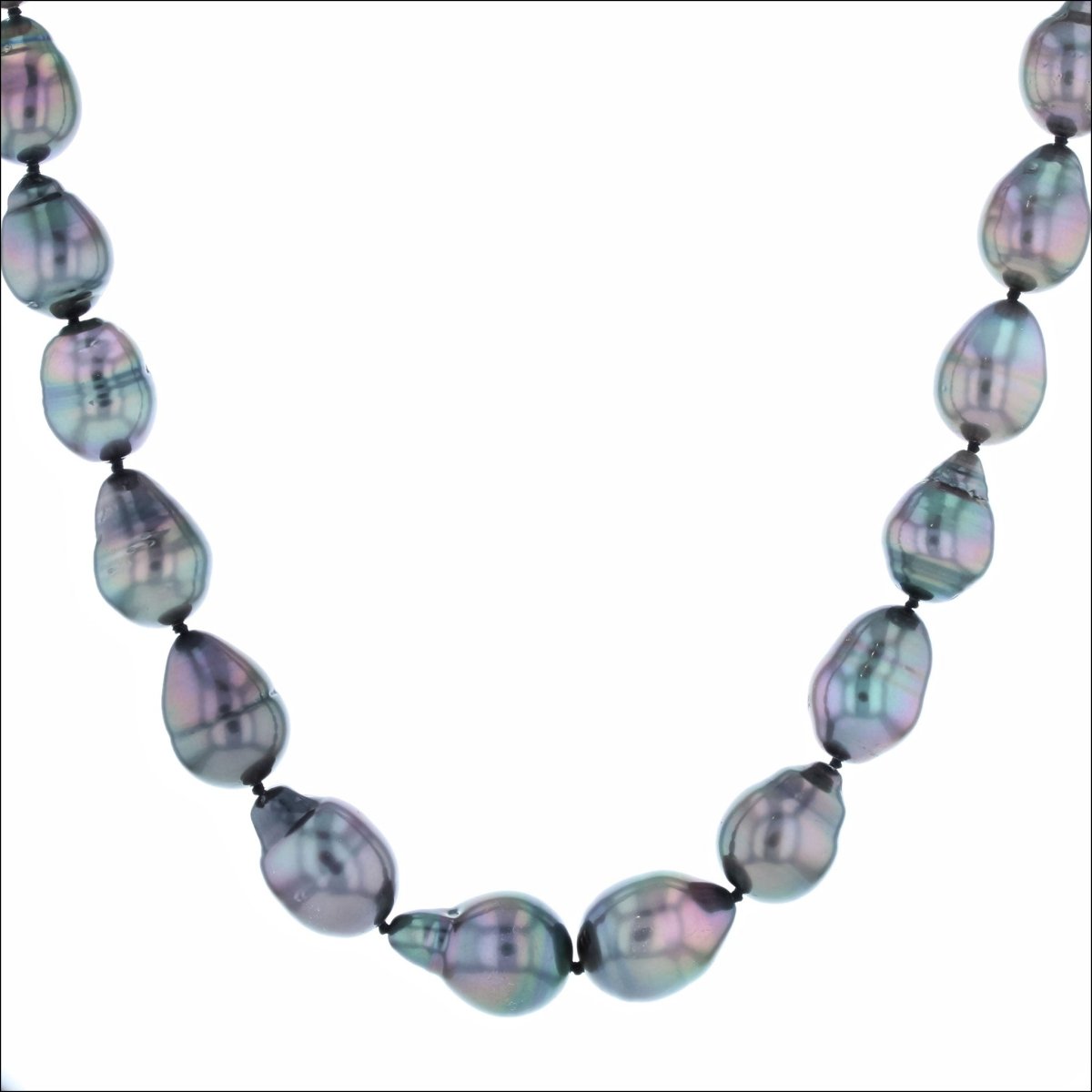 Dark Gray Baroque Pearl Strand Necklace Sterling Silver Adjustable Length Total 20" - JewelsmithNecklaces