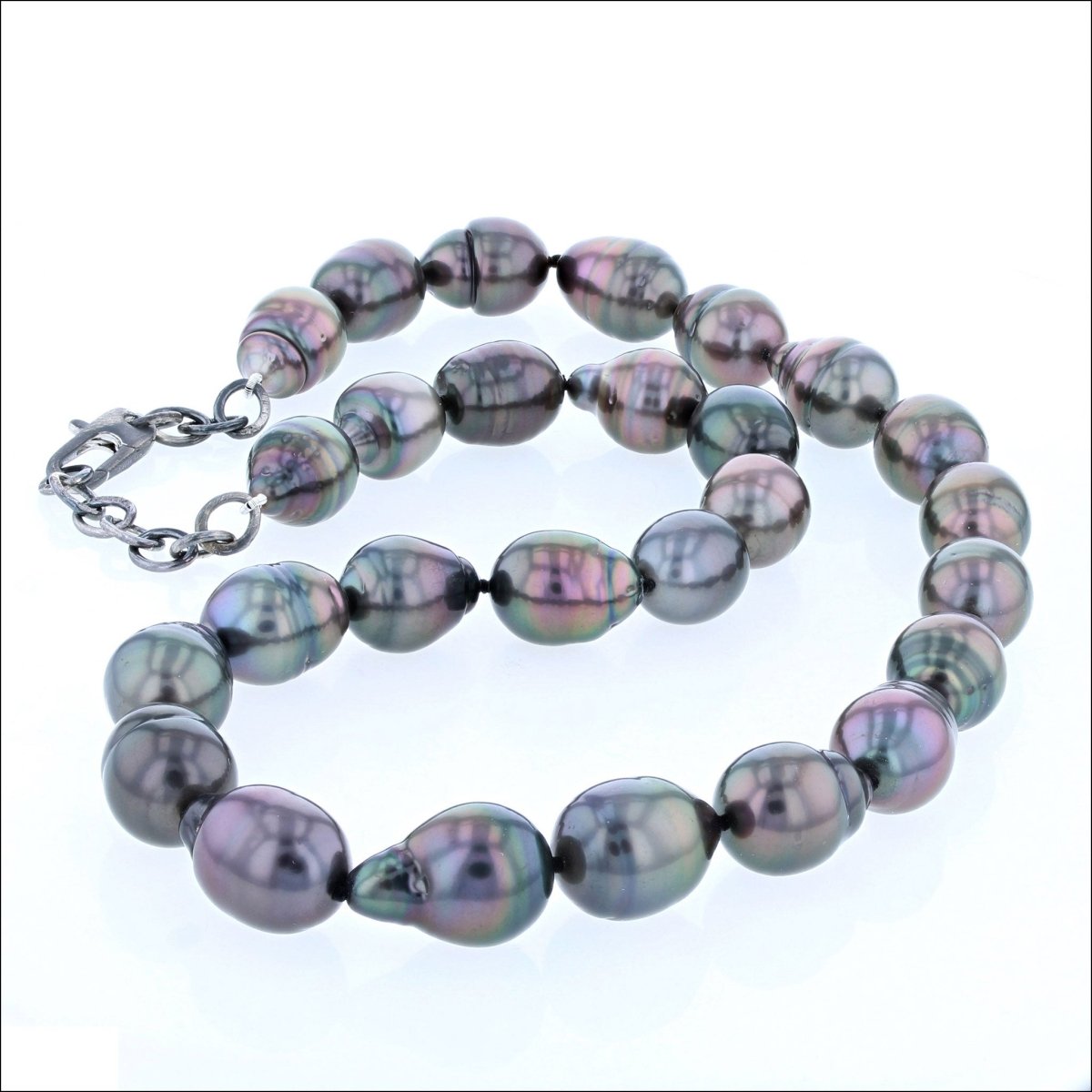 Dark Gray Baroque Pearl Strand Necklace Sterling Silver Adjustable Length Total 20" - JewelsmithNecklaces