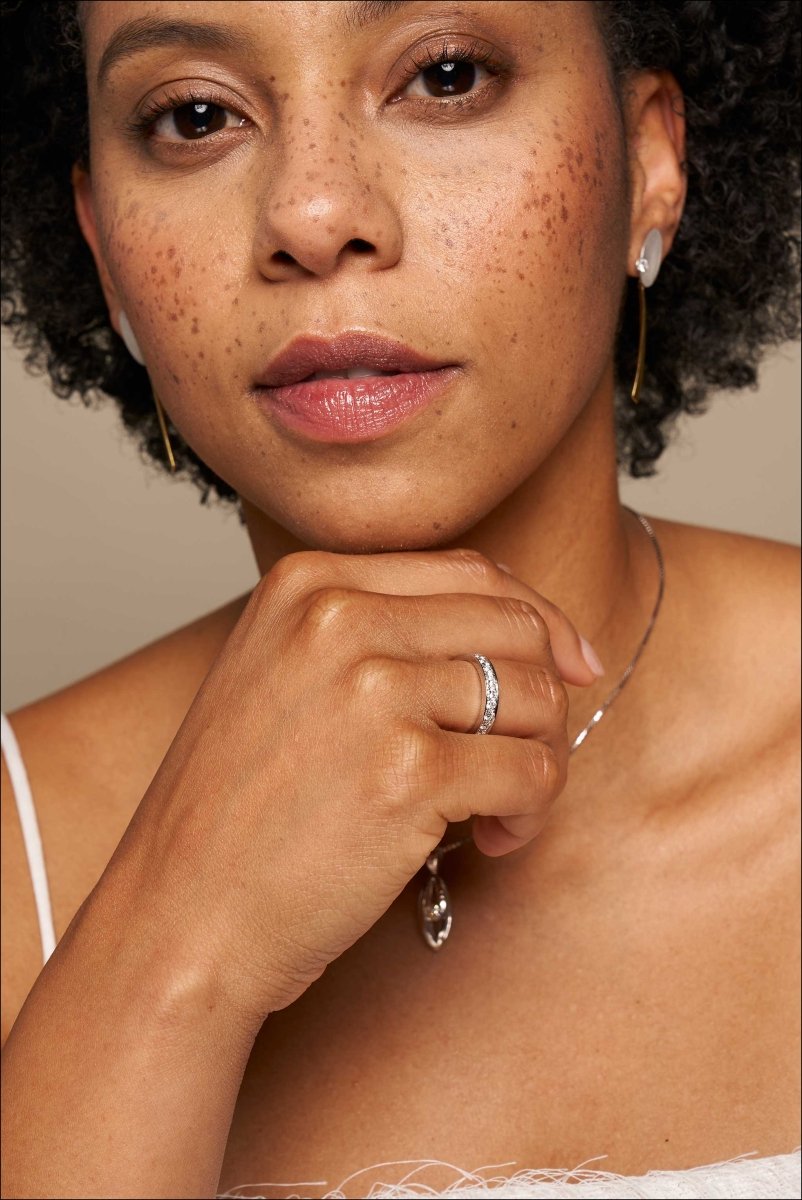 Diamond 1.15cttw Bead Set Bright Cut Eternity Band Platinum - JewelsmithBands