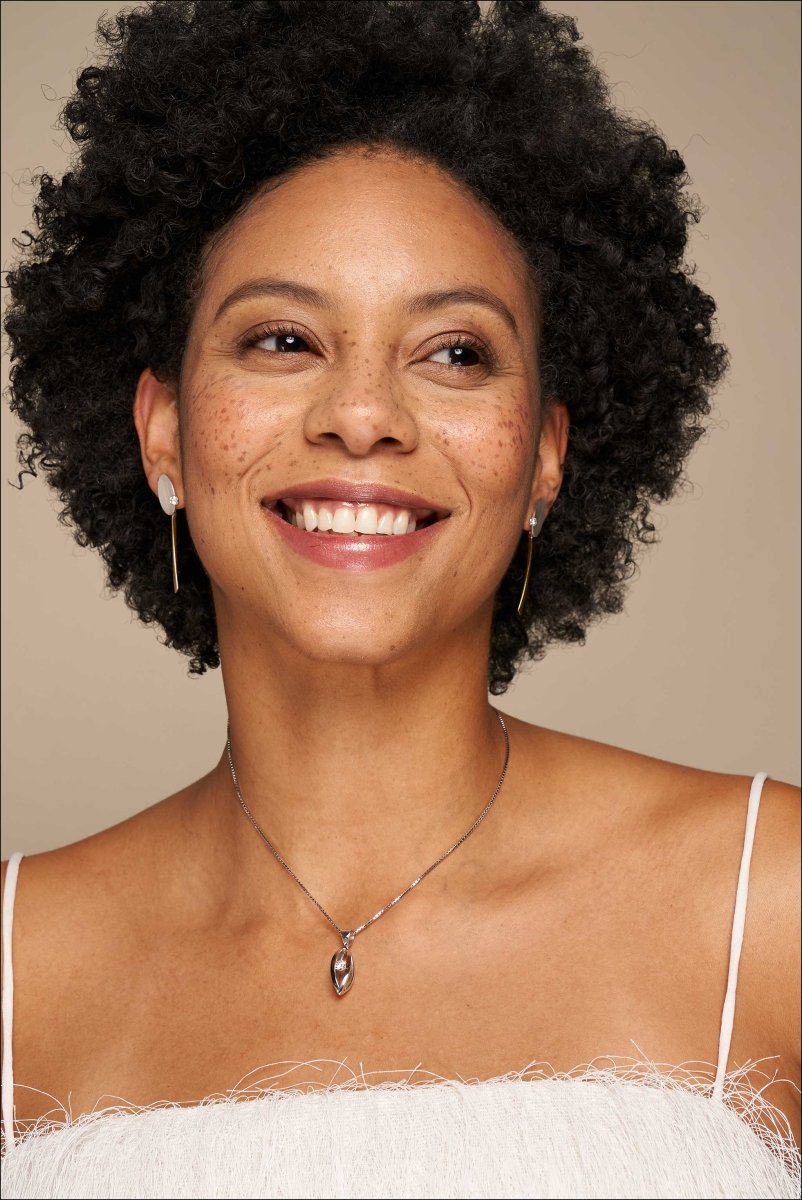 Diamond 3D Open Navette Pendant 14KW - JewelsmithPendants