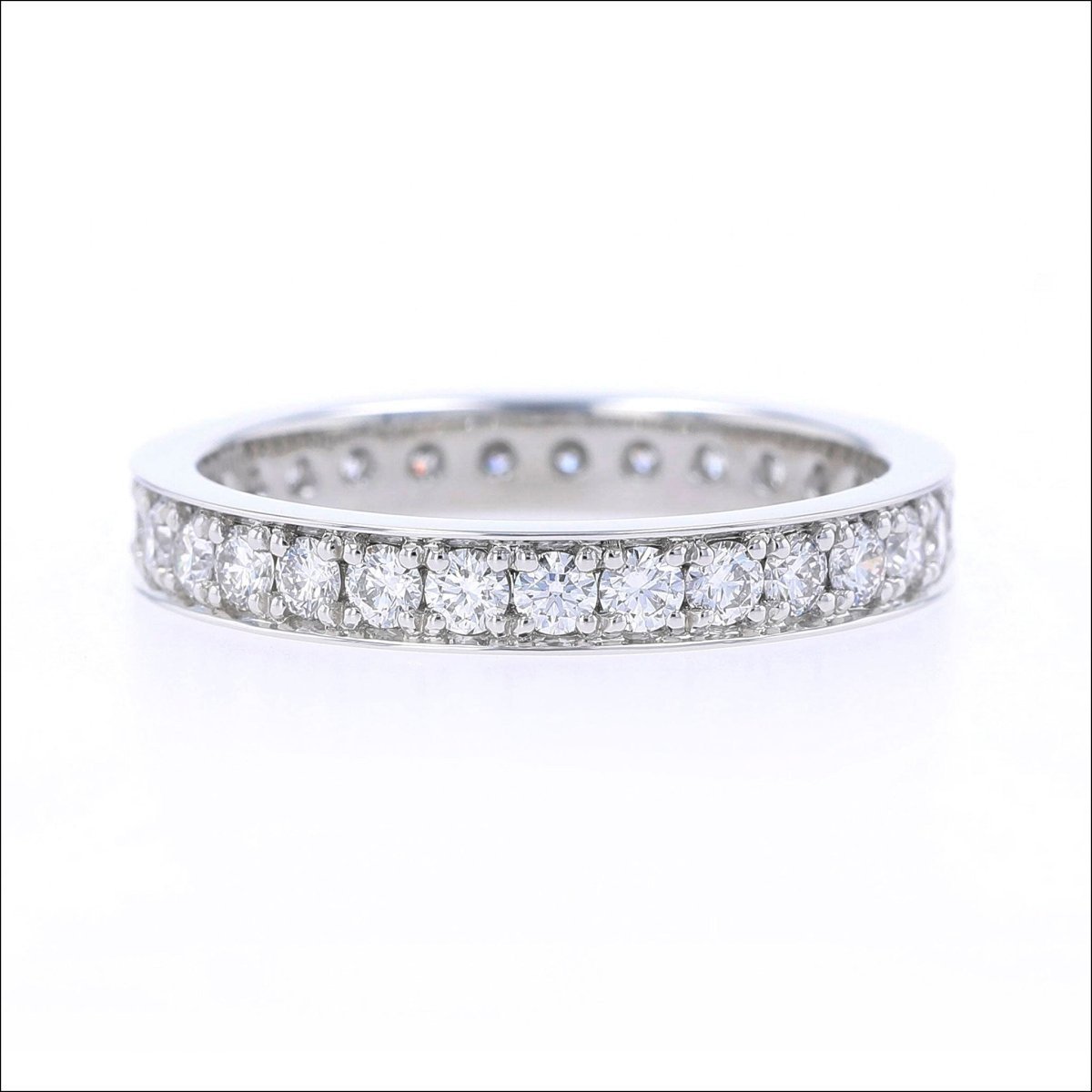 Diamond Bead Set Bright Cut Eternity Band Platinum - JewelsmithBands