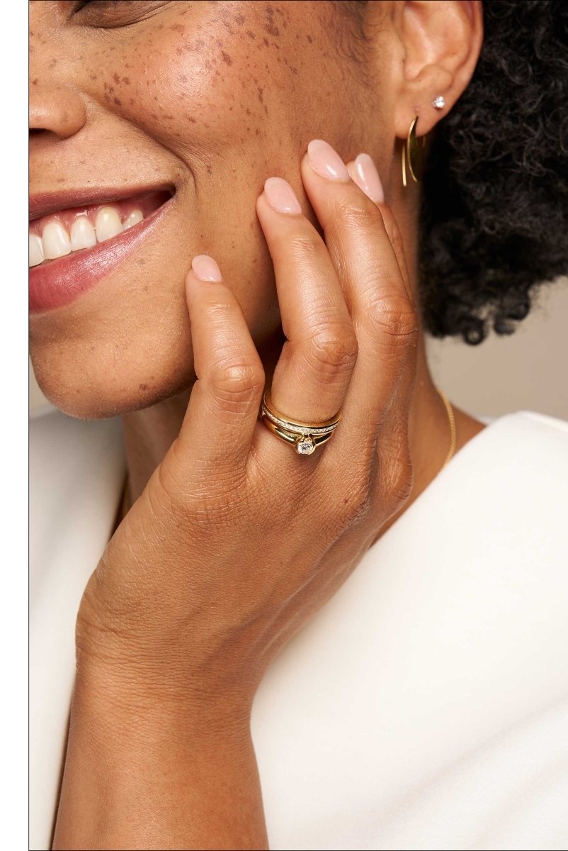 Diamond Channel Set Narrow Eternity Band 18KY 0.32cttw - JewelsmithBands