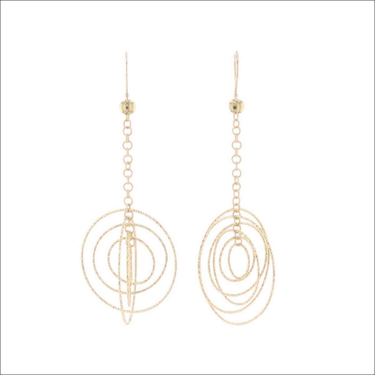 Diamond Cut Orbit Earrings 18KY (Consignment) - Jewelsmith - Durham NC - Handcrafted - Earrings