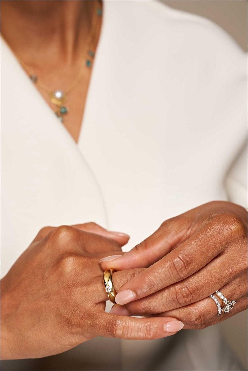 Diamond in a Fold Ring 18KY - JewelsmithRings