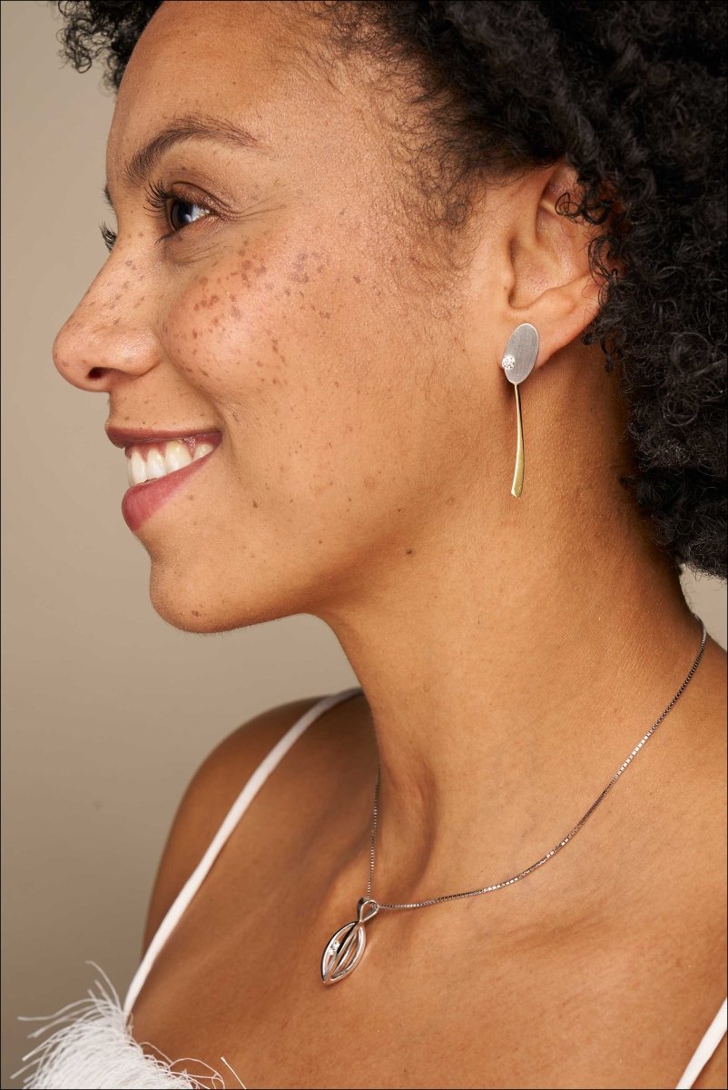 Diamond in Ovals with Forged Dangles Earrings 18KY 14KW - JewelsmithEarrings