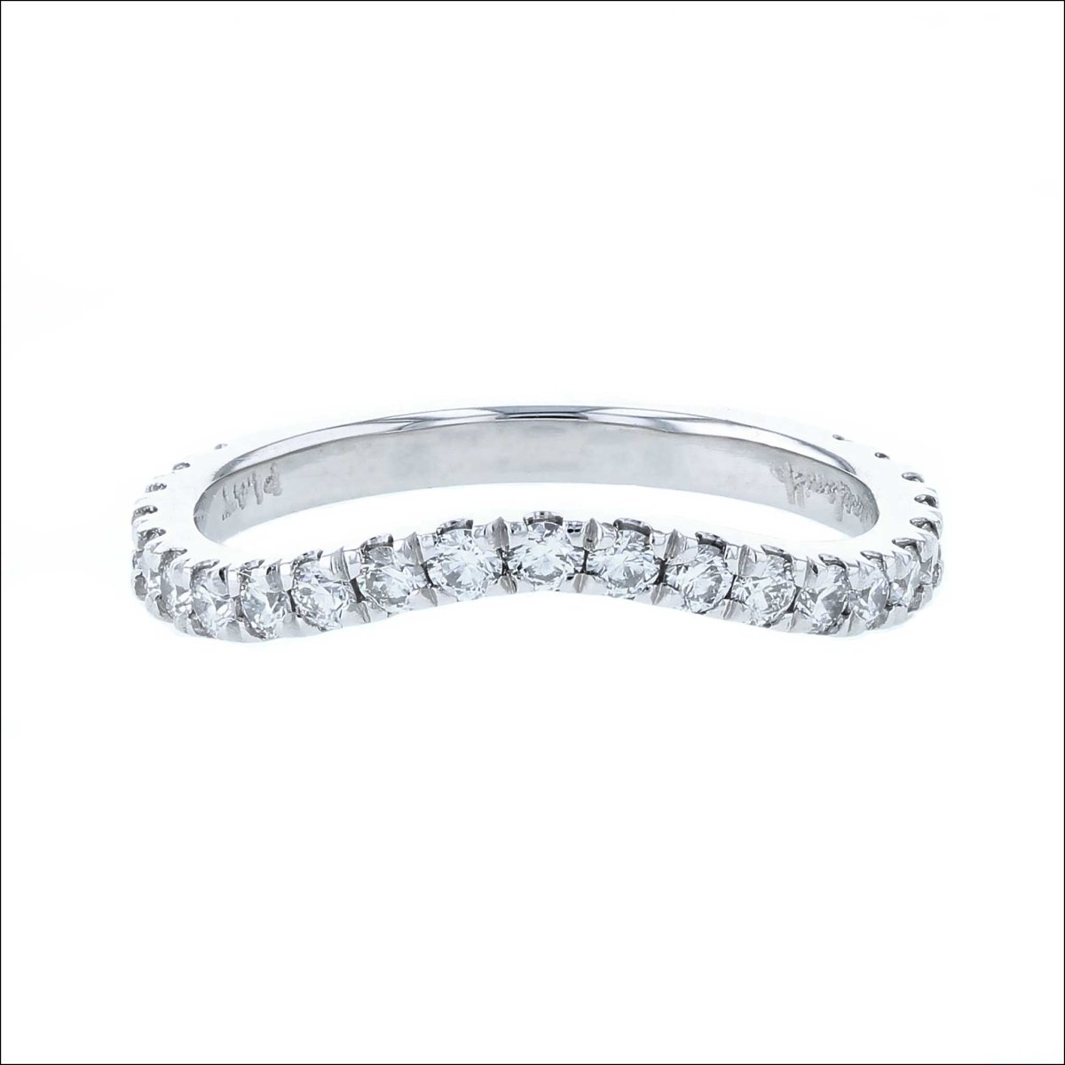 Diamond Scoop and Split Gentle Curve Band Platinum - JewelsmithBands