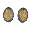 Diamond Sprinkled Oval Gold Dust Stud Earrings 24KY Oxidized Sterling Silver - JewelsmithEarrings