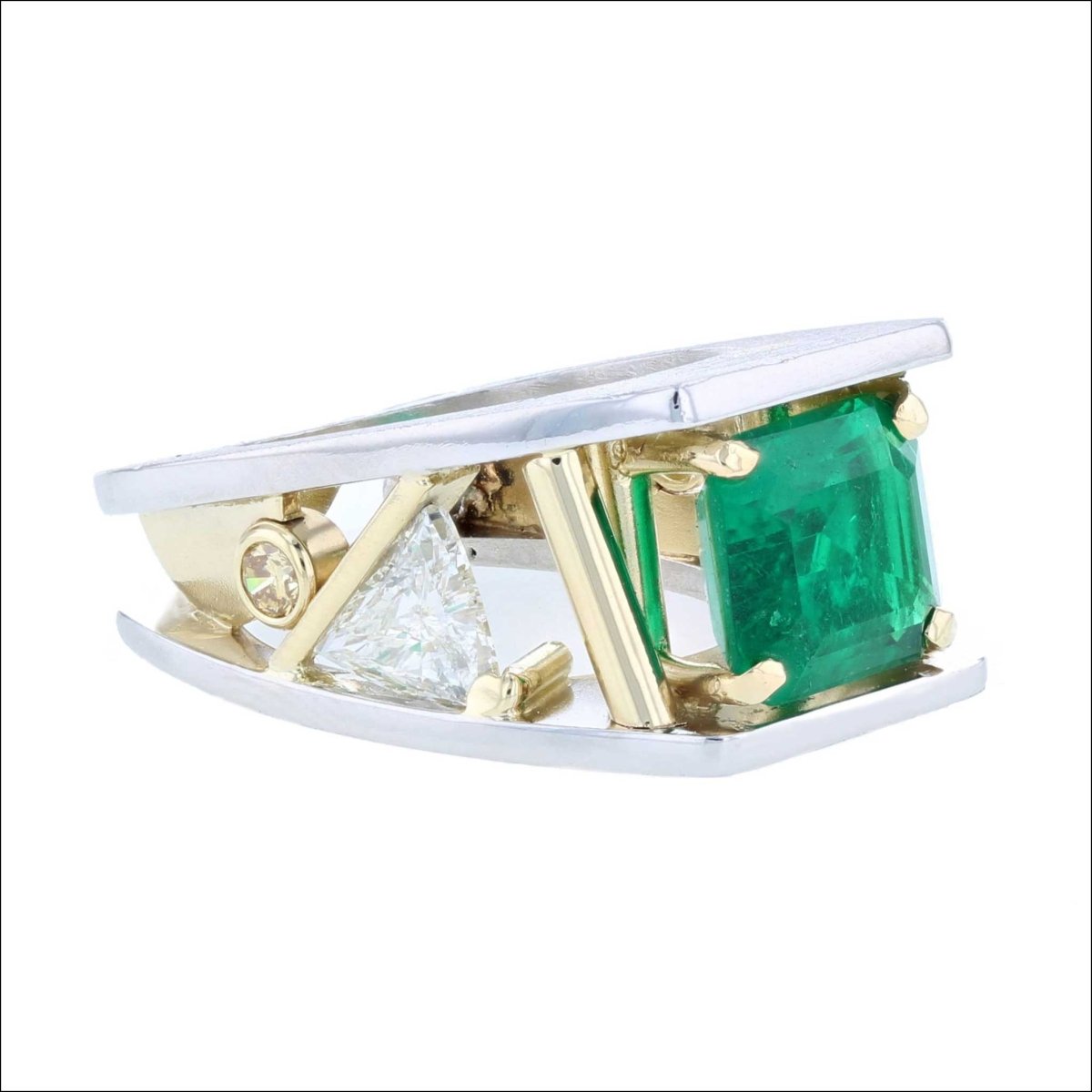 Emerald Diamond "Parts" Ring Platinum 18KY (Consignment) - JewelsmithRings