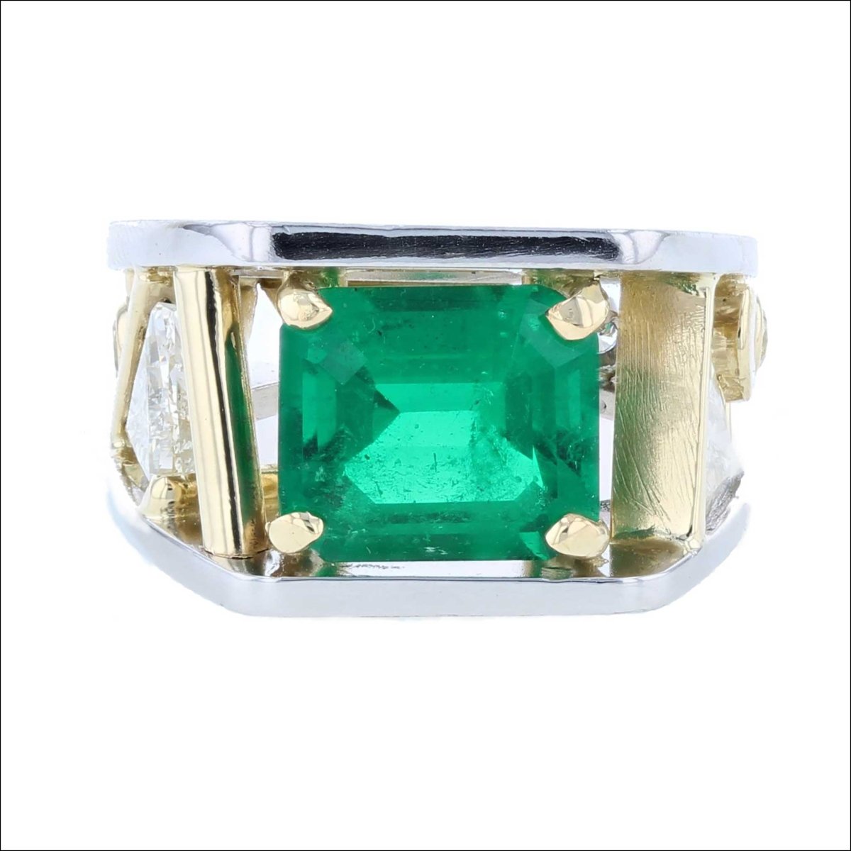 Emerald Diamond "Parts" Ring Platinum 18KY (Consignment) - JewelsmithRings