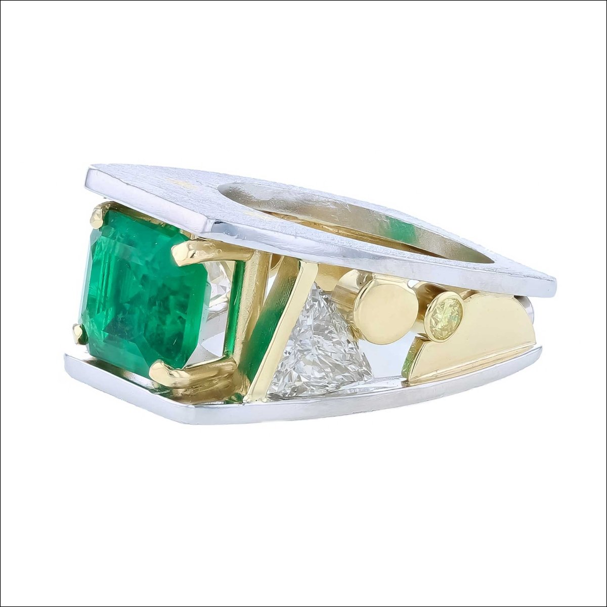 Emerald Diamond "Parts" Ring Platinum 18KY (Consignment) - JewelsmithRings