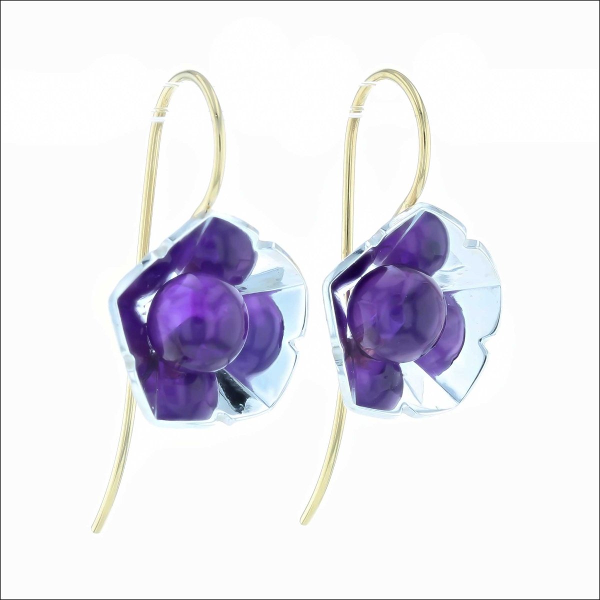 "Eno Collection" Mountain Laurel Amethyst Earrings Sterling Silver 18KY - JewelsmithEarrings