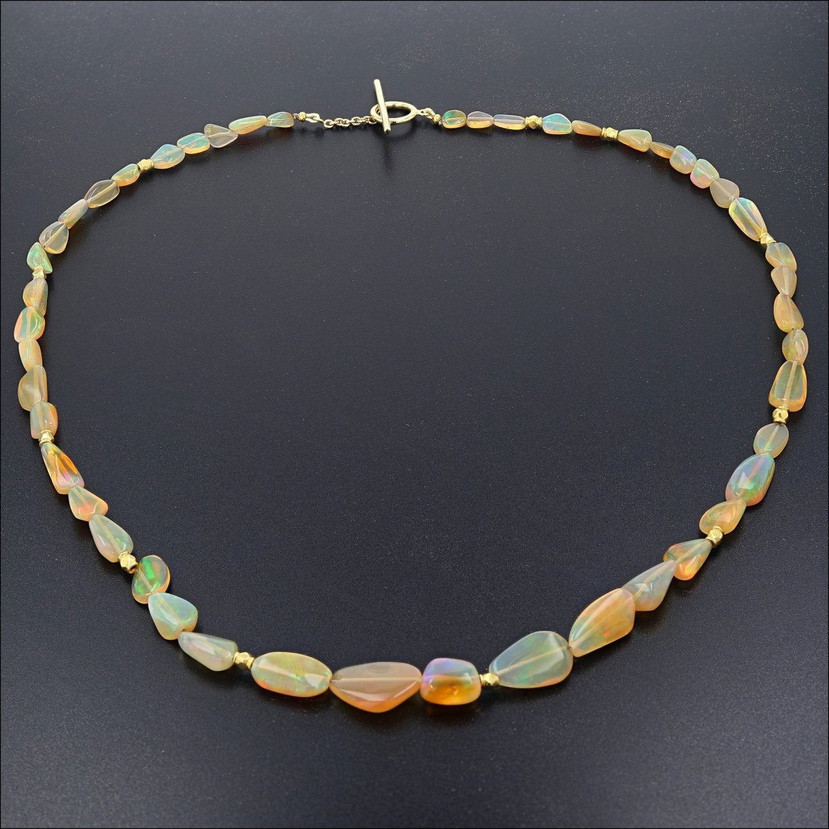 Ethiopian Opal Freeform Bead Strand Necklace 19.5" 18KY - JewelsmithNecklaces