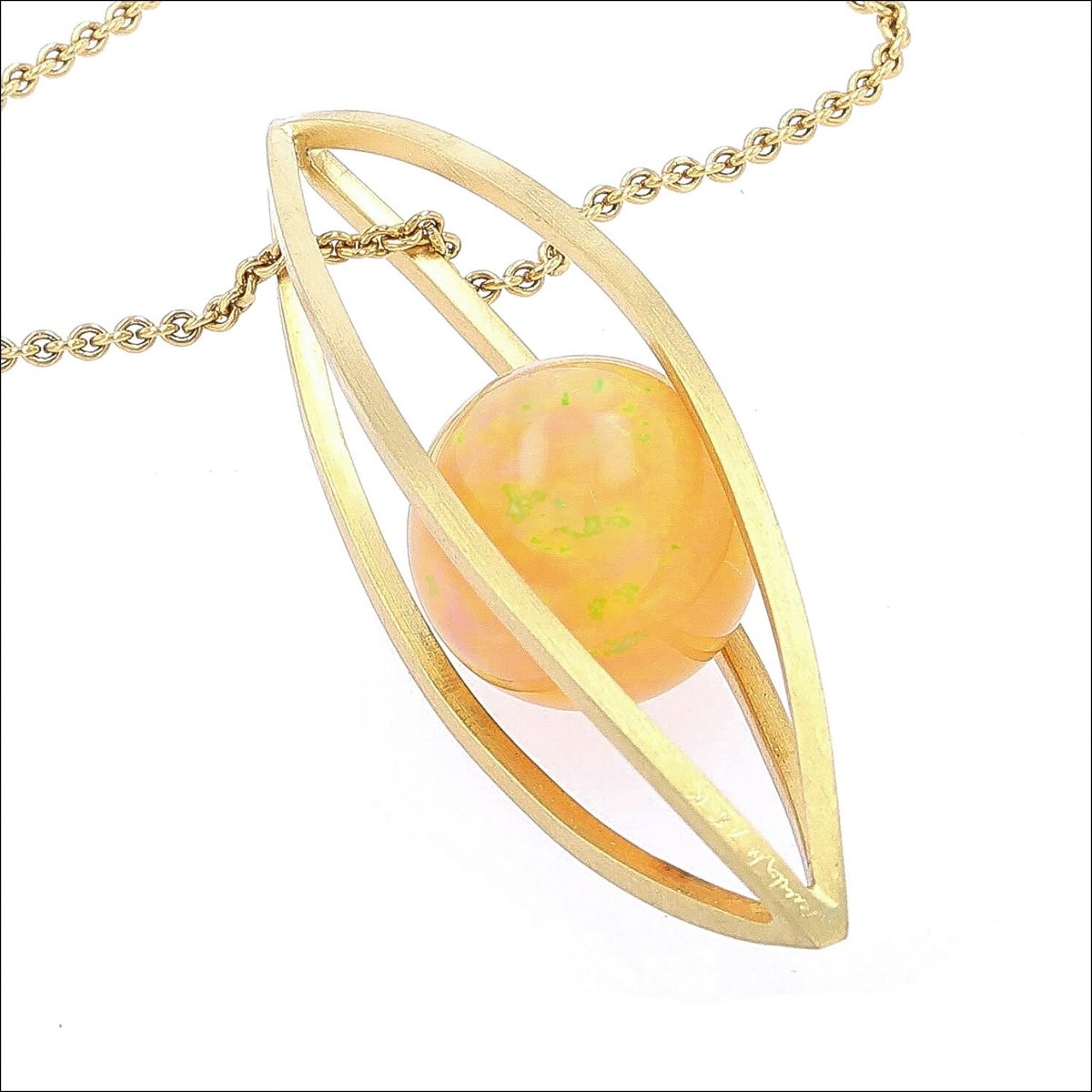 Ethiopian Opal Sphere Caged Pendant 18KY - JewelsmithPendants