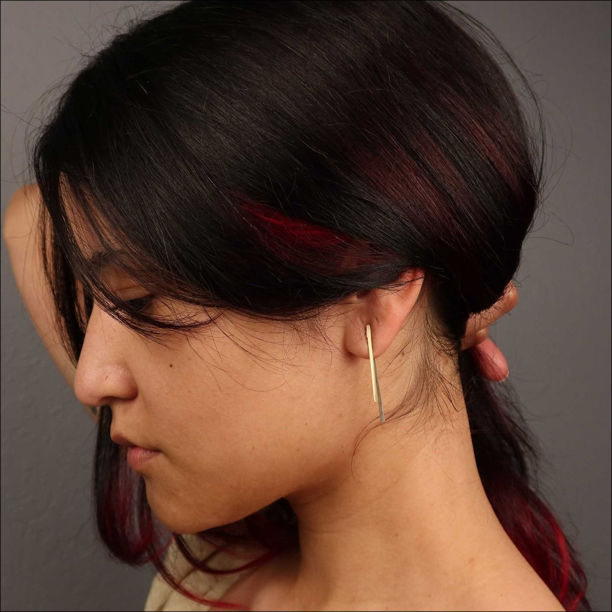 Forged Front and Back Earrings 14KW 18KY - JewelsmithEarrings