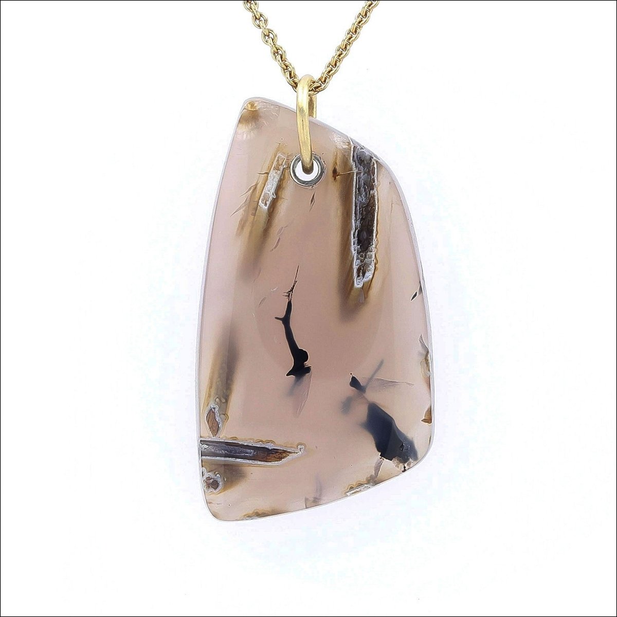 Freeform Stick Agate Pendant 18KY - JewelsmithPendants