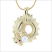 Freshwater Pearl Ruby Dragon Pendant 18KY - JewelsmithPendants