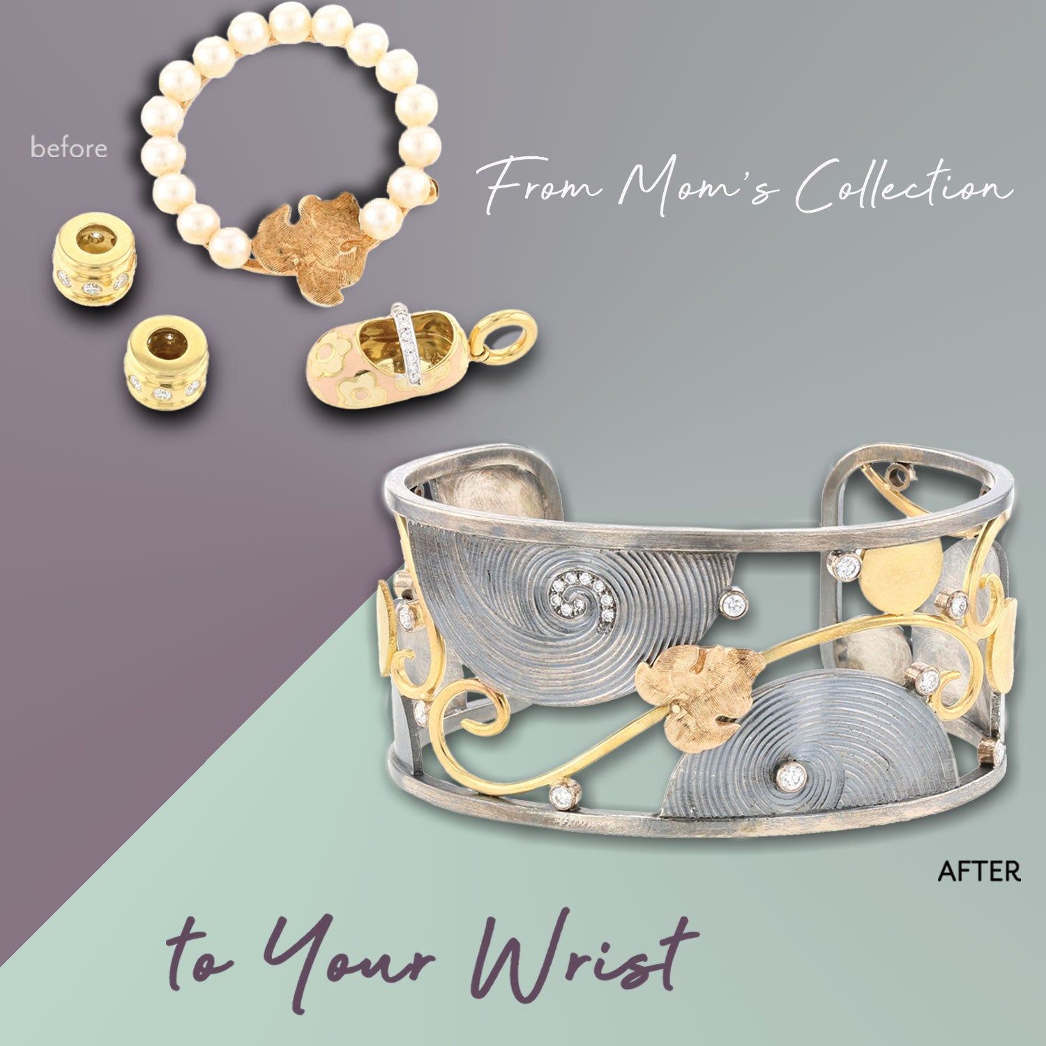 before and after: old jewelry to new bracelet
