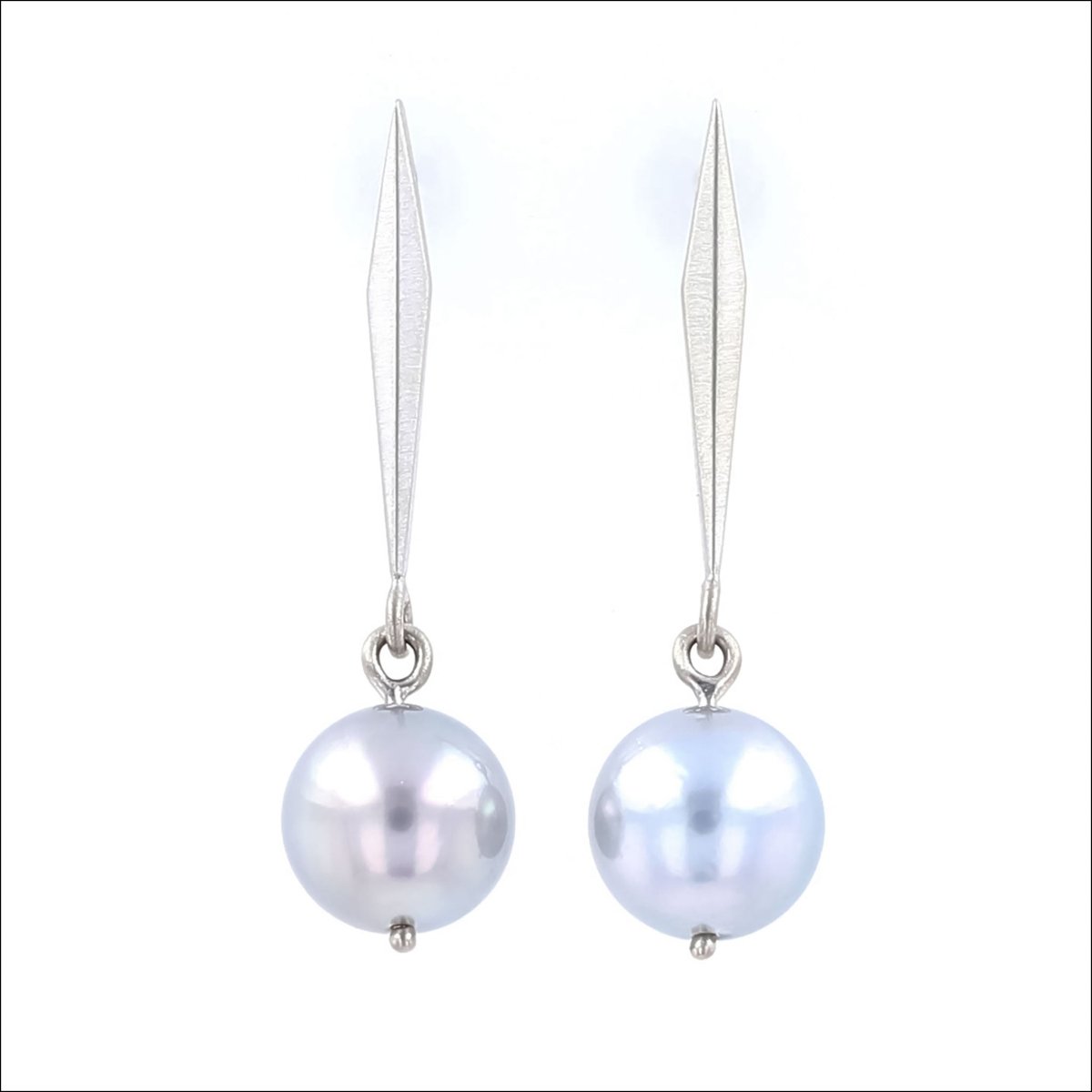 Geometric Top Tahitian Pearl Dangle Earrings 14KW - JewelsmithEarrings