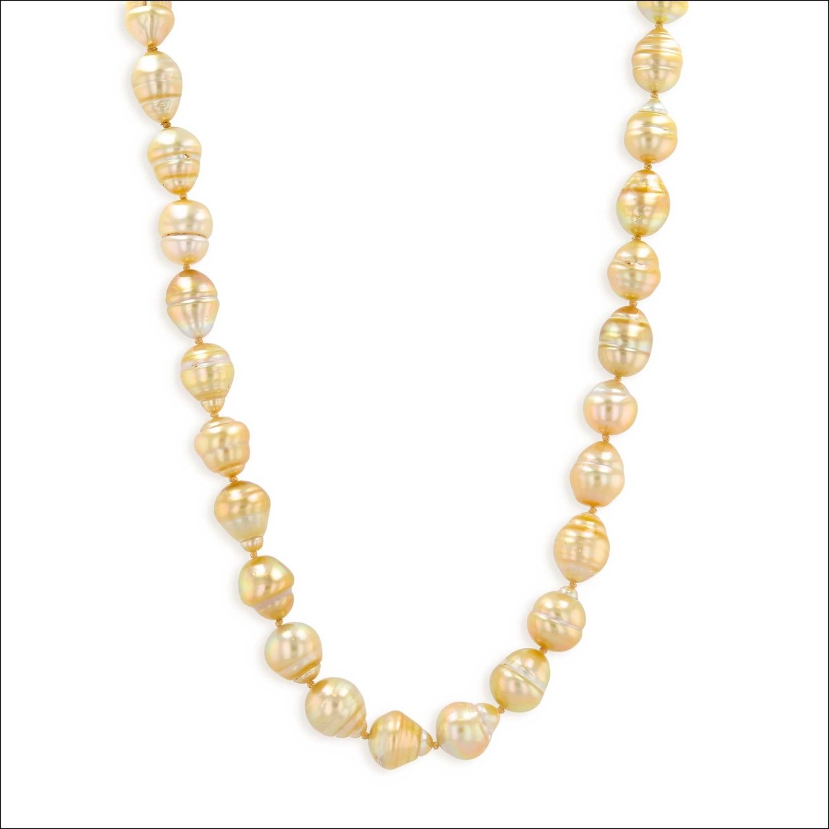 Golden South Sea Drop Pearl Strand Necklace 20" with Parts Clasp 18KY - Jewelsmith - Durham NC - Handcrafted - Necklaces