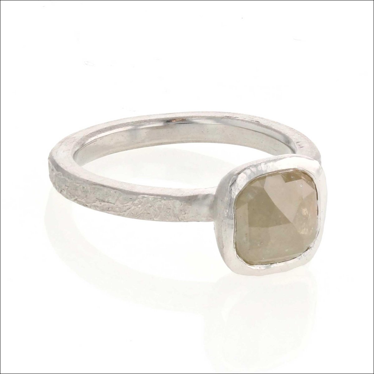 Gray Rose Cut Cushion Diamond Ring Platinum (Consignment) - JewelsmithRings